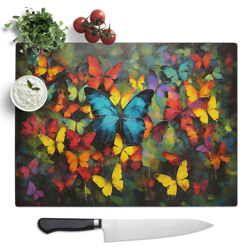 Butterfly Abstract No.2  Glass Chopping Board