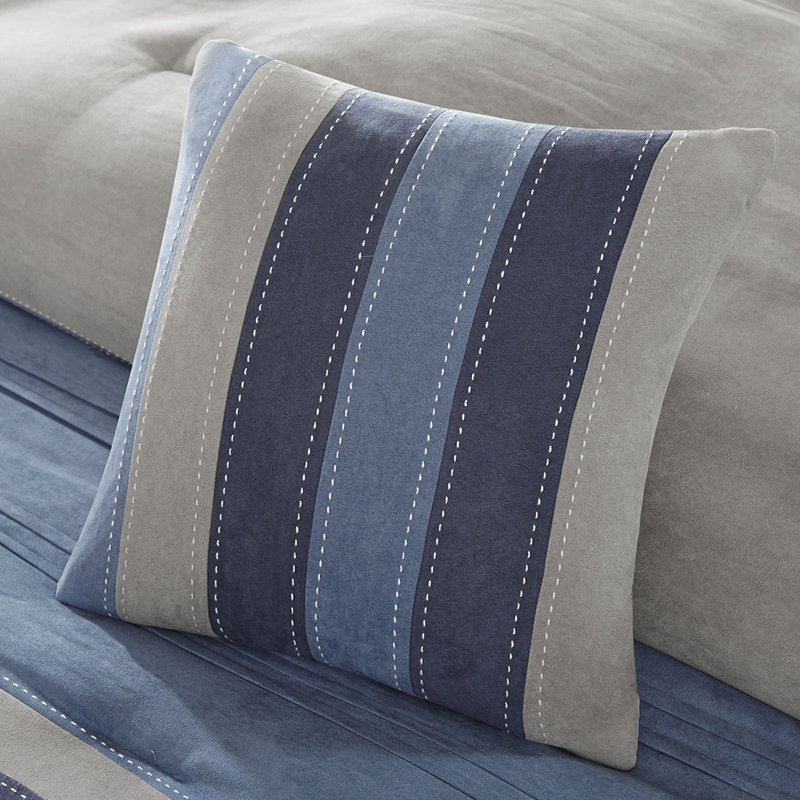 Navy Blue Queen 7-Piece Microsuede Comforter Set
