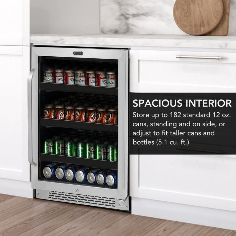 Whyter 24" width 182 Cans Stainless Steel Beverage Refrigerator with Digital Control