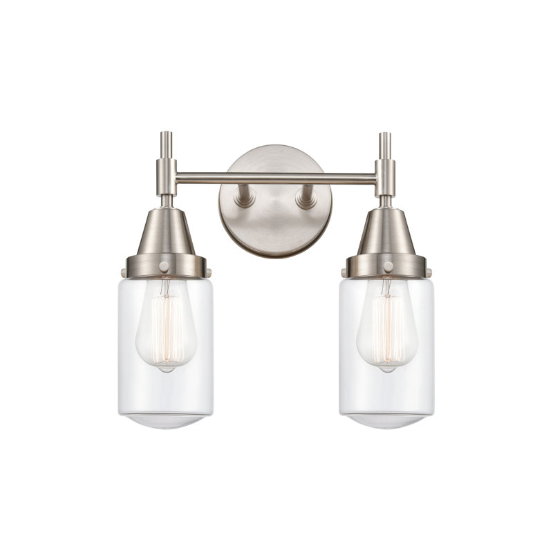 Éclairage pour meuble-lavabo à 2 lumières à intensité variable Gayle, Transparent, Ampoule DEL rétro 4 watts, Nickel satiné