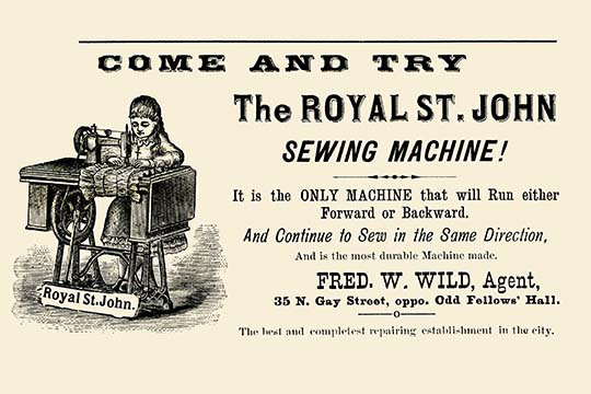 « the royal st. john couture machine », affiche rétro, 24 po x 36 po