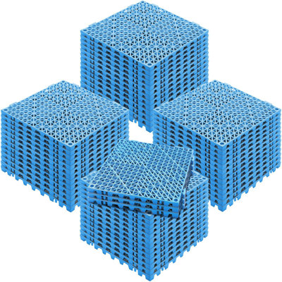 Interlocking Tile 55PCS Blue, Drainage Tiles 12" X 12" Splicing, PVC Interlocking Drainage Floor Tiles, Nonslip Drainage Holes For Restroom, Bathroom, Kitchen, Pool, Wet Areas, Blue