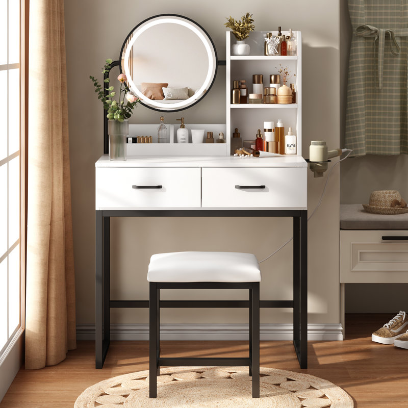 Borach Vanity, White/Black