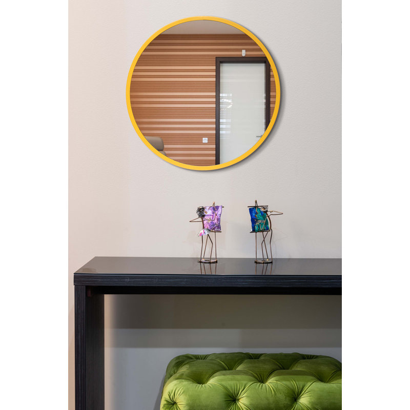 Abdera Modern/Contemporary Round Metal Wall Mirror, Mint, 19.75" x 19.75"