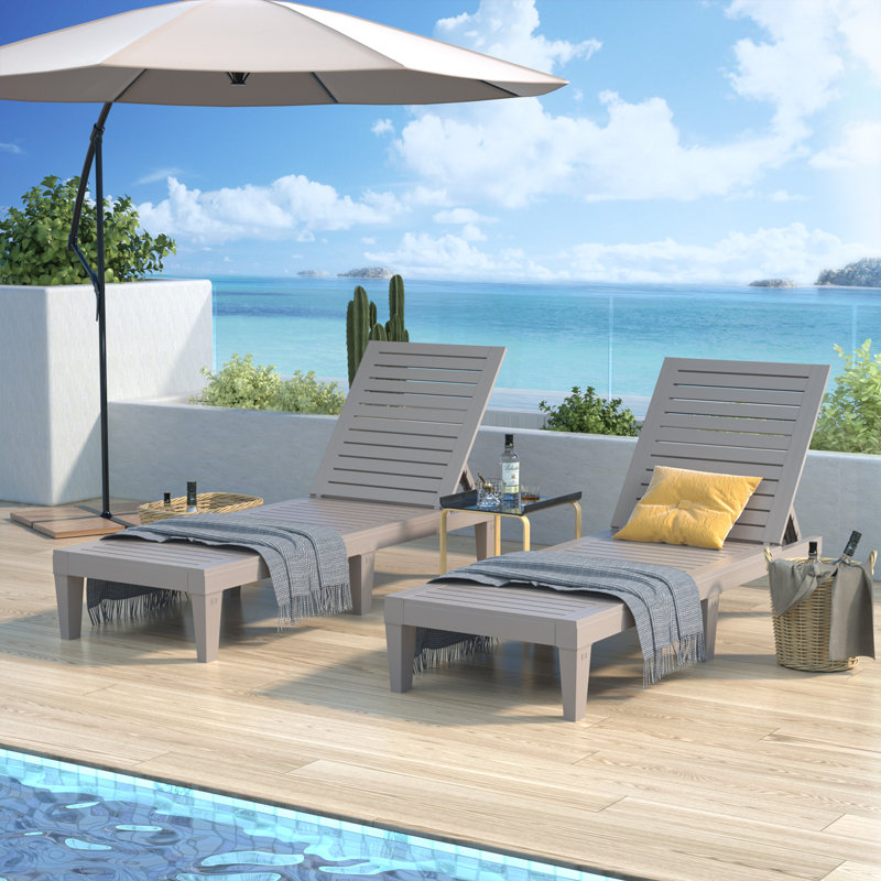 Murlin Outdoor Chaise Lounge, Black, 2
