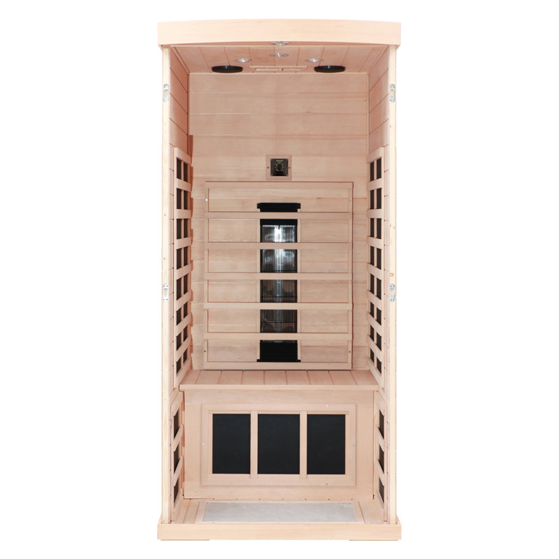 Belfry Heating Cantu 1 - Person Bluetooth Compatible FAR Infrared Sauna with Remote Control in Hemlock
