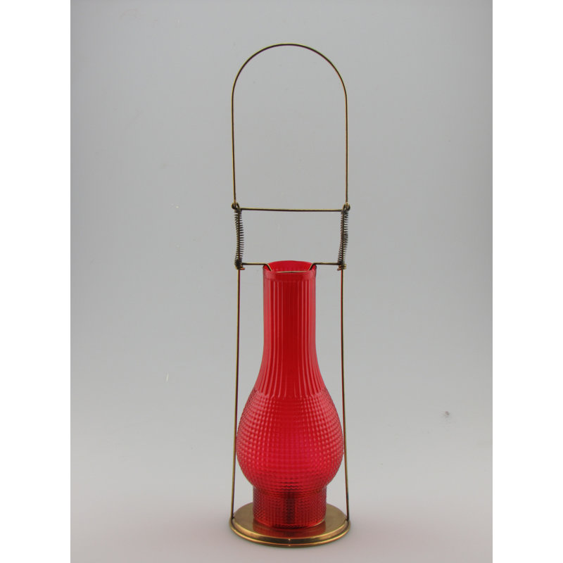 Bougeoir de table en laiton 18,75 po avec globe vert teinté, Rouge