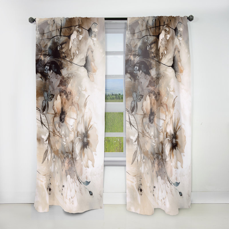 Delicate Warm Floral Impressions - Rideau en velours traditionnel - obscurcissant - 1 panneau, L 52 po x L 95 po