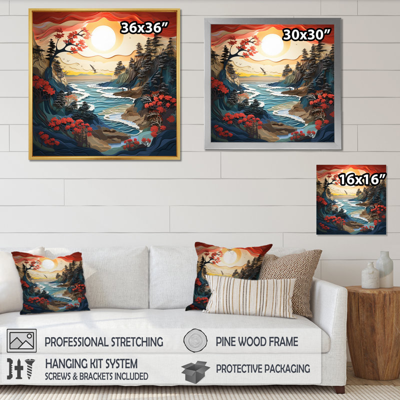 Coastal Wilderness Papercut II - Nautical & Beach Wall Decor, Toile tendue, H 16 po x l 16 po x P 1 po