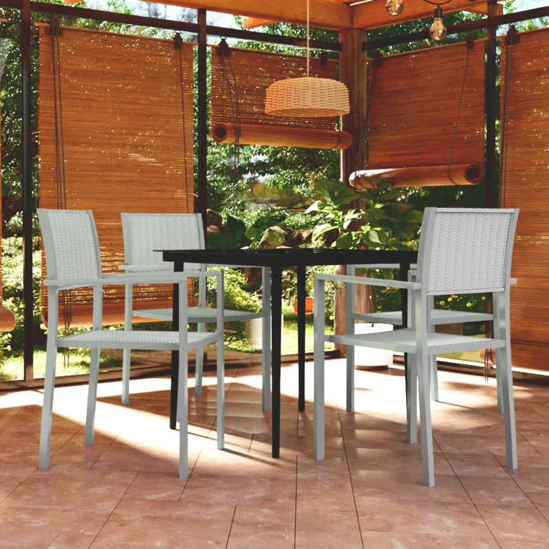 Aemtenan 4 - Person Patio Dining Set with Square Table, Light Grey/Silver
