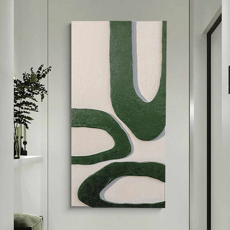 Art mural Mid-Century moderne en toile pour salon, H 39,37 po x l 19,69 po, Vert