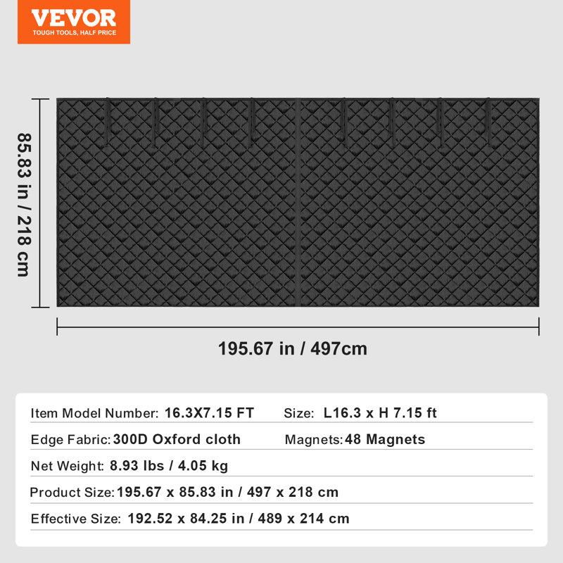 Écran de porte de garage pour trousse d'isolation de porte de garage d'hiver, L 16 pi x H 7 pi