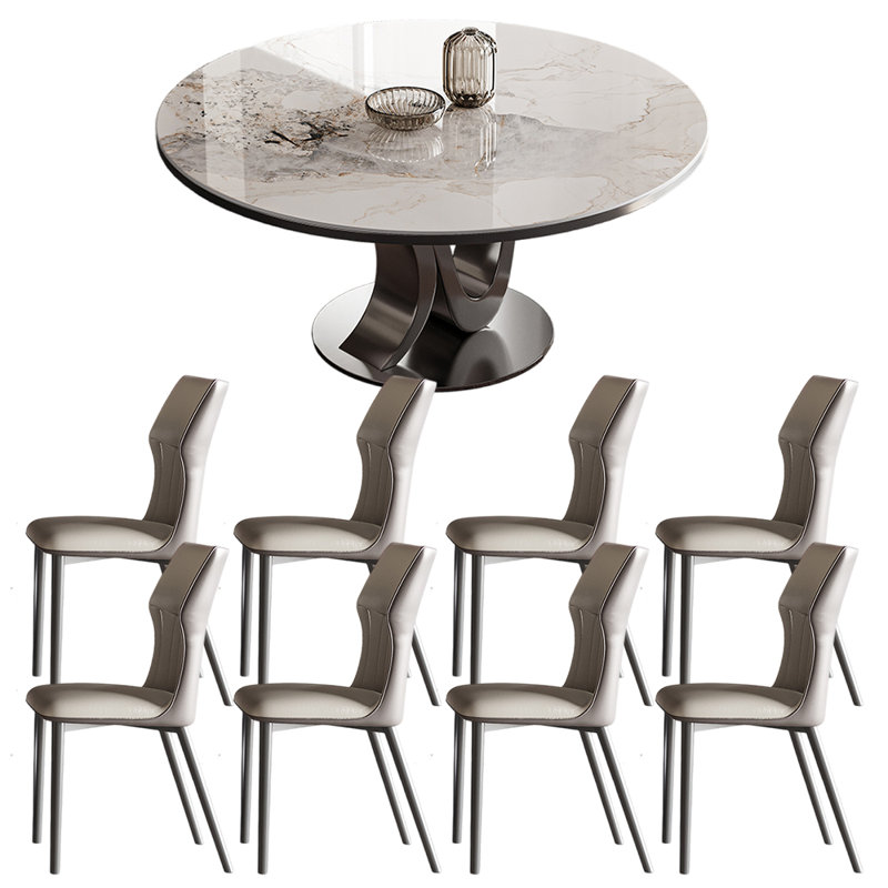 Ensemble de table de salle à manger de style italien, Blanc / Gris