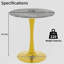 Table basse ronde à effet marbre 27,6 po avec plateau texturé gris foncé et base dorée-830419814