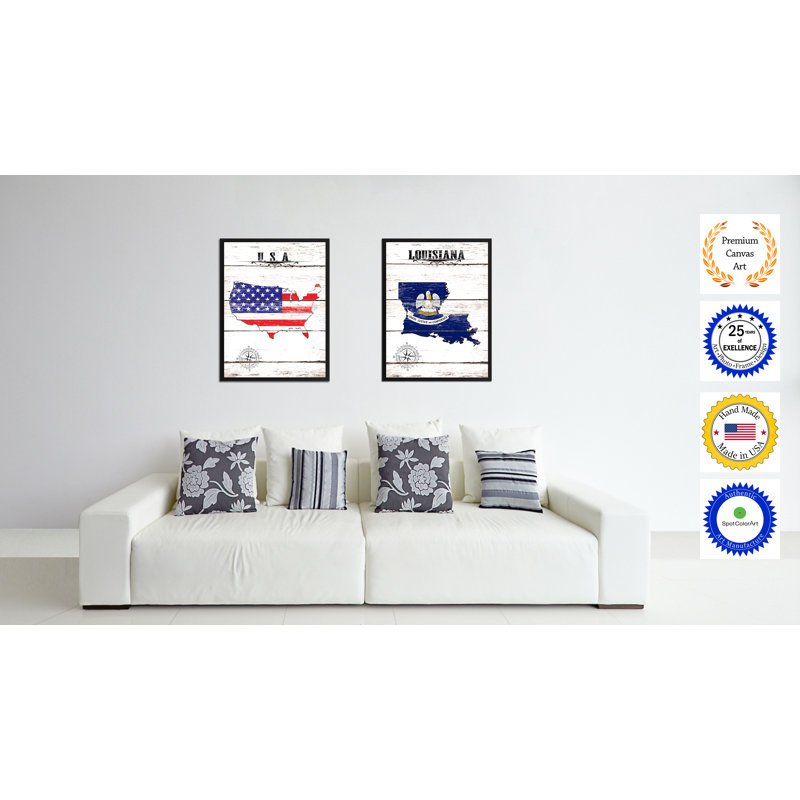 «Louisiana State Vintage Flag», reproduction d'impression sur toile, H 39 po x l 28 po x P 1,2 po