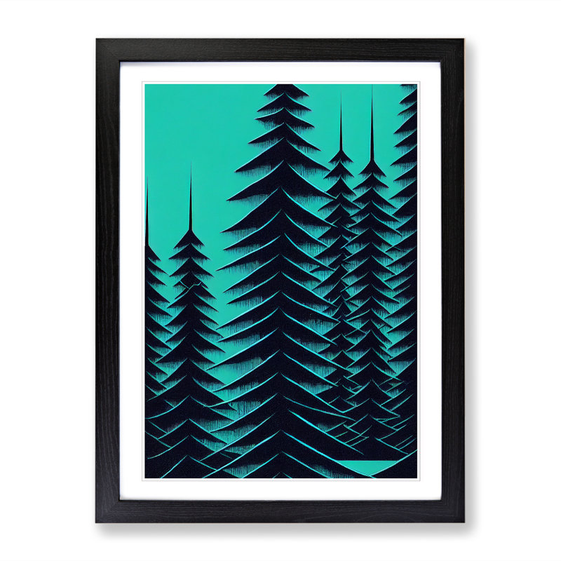 Pine Tree Abstract - Framed Print, 34cm H x 25cm W x 2cm D, Oak