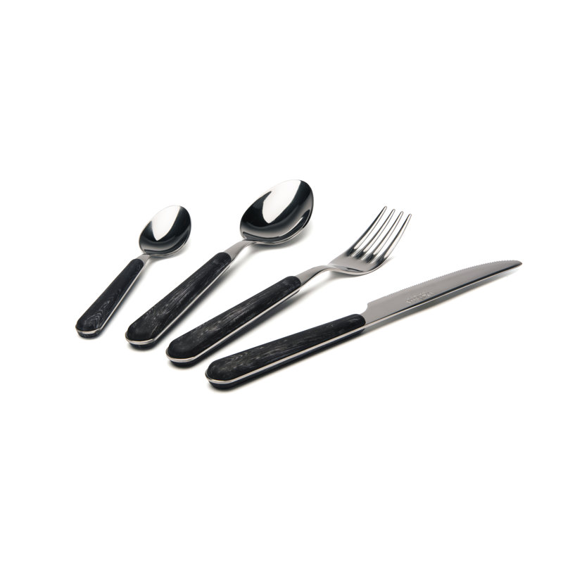 24 Piece Cutlery Set, Service for 6, Black