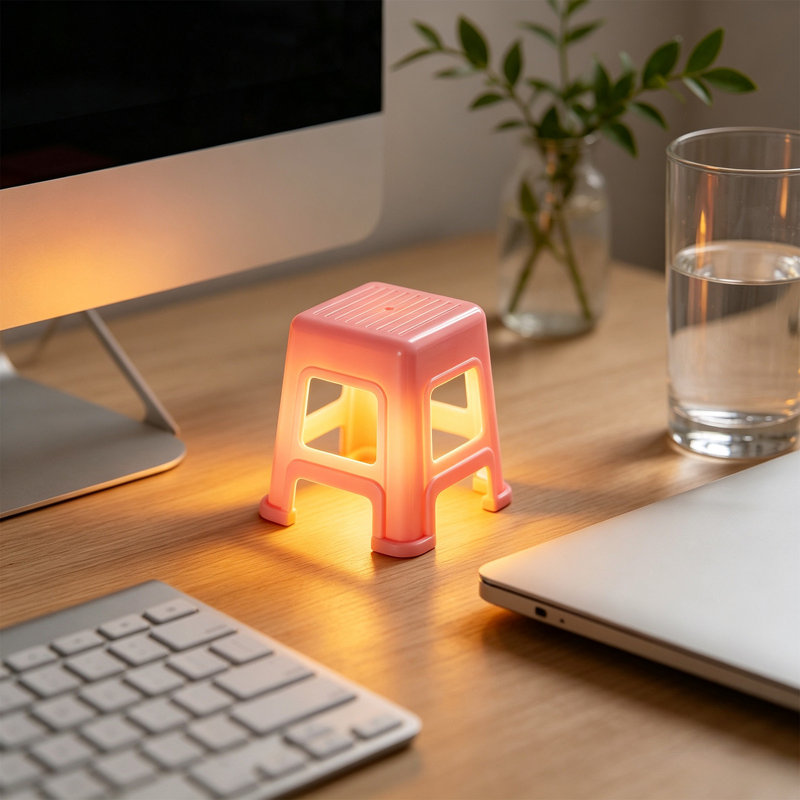 Mini veilleuse en forme de tabouret de veilleuse pour téléphone portable, Pink
