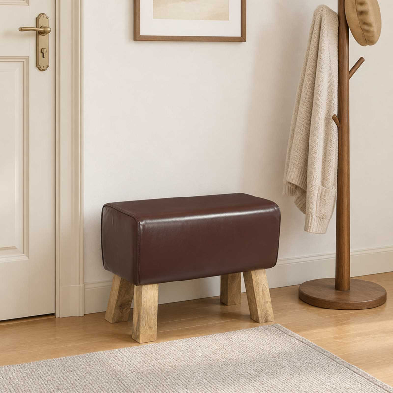 Upholstered Bench, 45cm H x 60cm L x 30cm D, Dark Brown