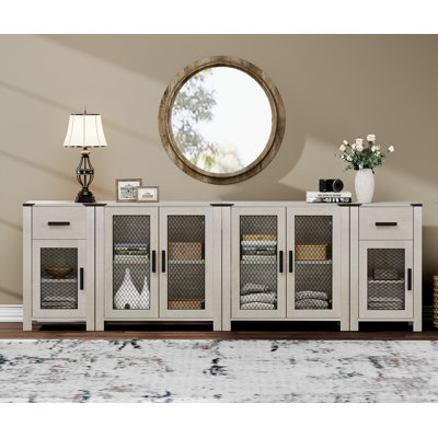 Tv Stand Set With Drawers For Ups To Tv,storage Cabinets With Adjustable Shelf ,antique White