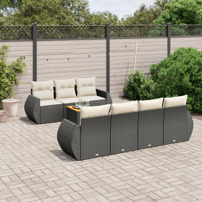 Ensemble de canapé de jardin Vidaxl noir et crème