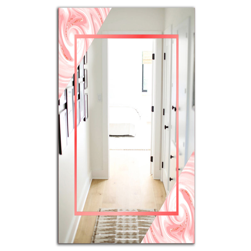 Miroir d'appoint Mid-Century, H 24 po x l 32 po, Blanc / Rouge