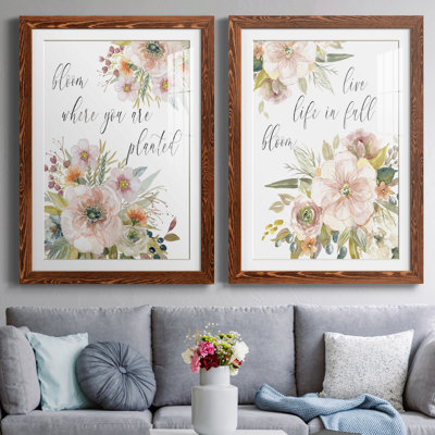 «Peach Bloom I», ensemble de 2 reproductions d'art textuel