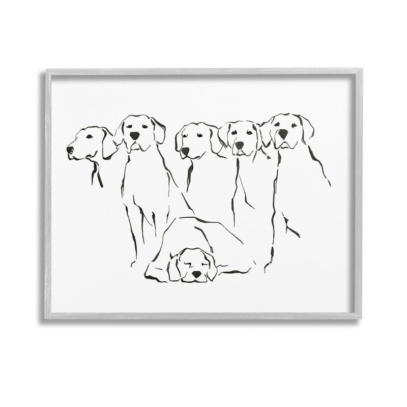 "Minimal Dogs Doodle" par Ethan Harper sur toile, H 11 po x l 14 po, Estampe numérique Farmhouse