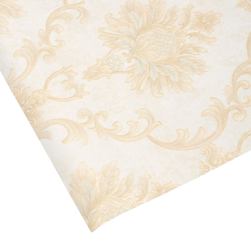 Non-Pasted Non-Woven 3D Embossed Wallpaper Roll, White/Gold