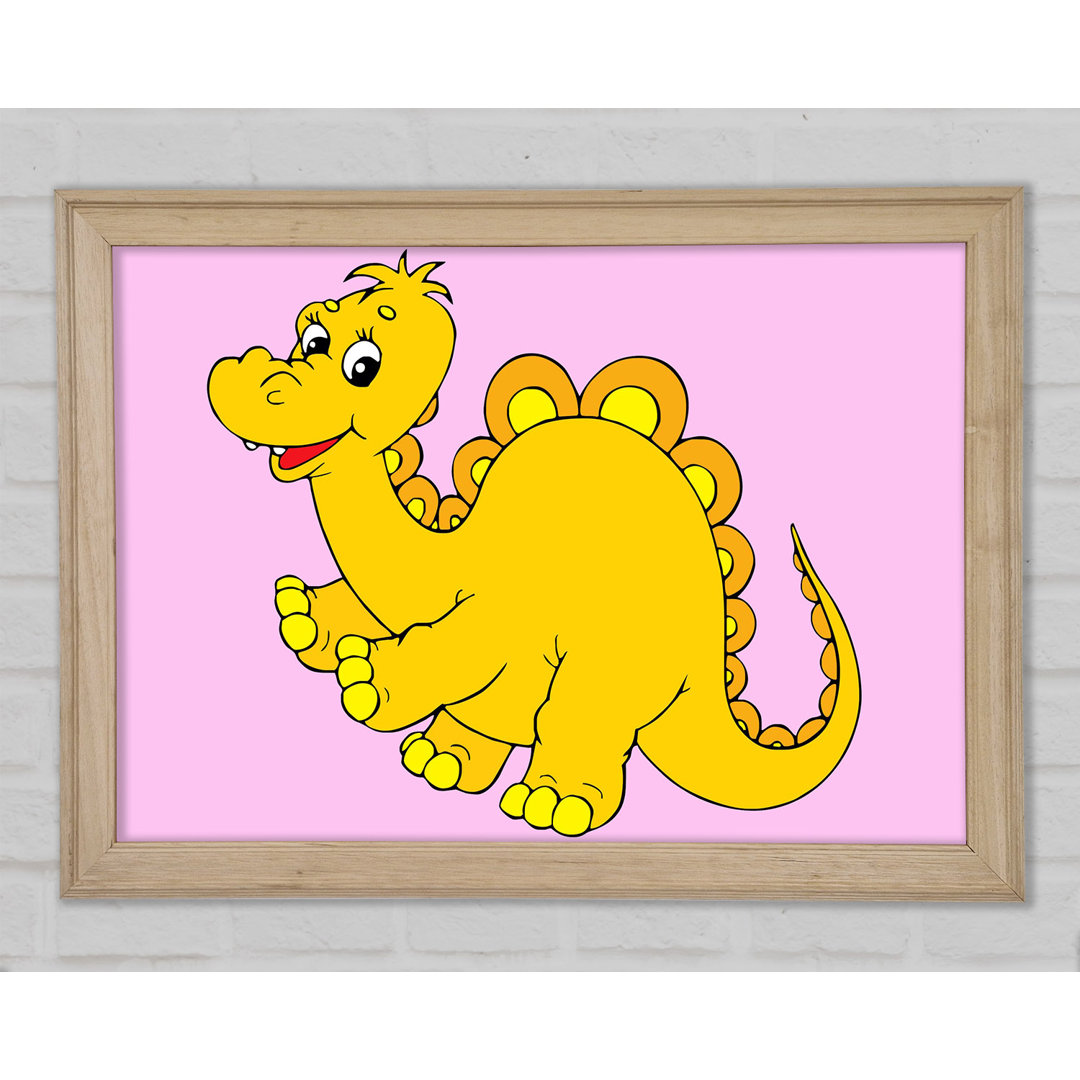 Big Happy Dinosaur Pink - Einzelner Bilderrahmen Kunstdrucke