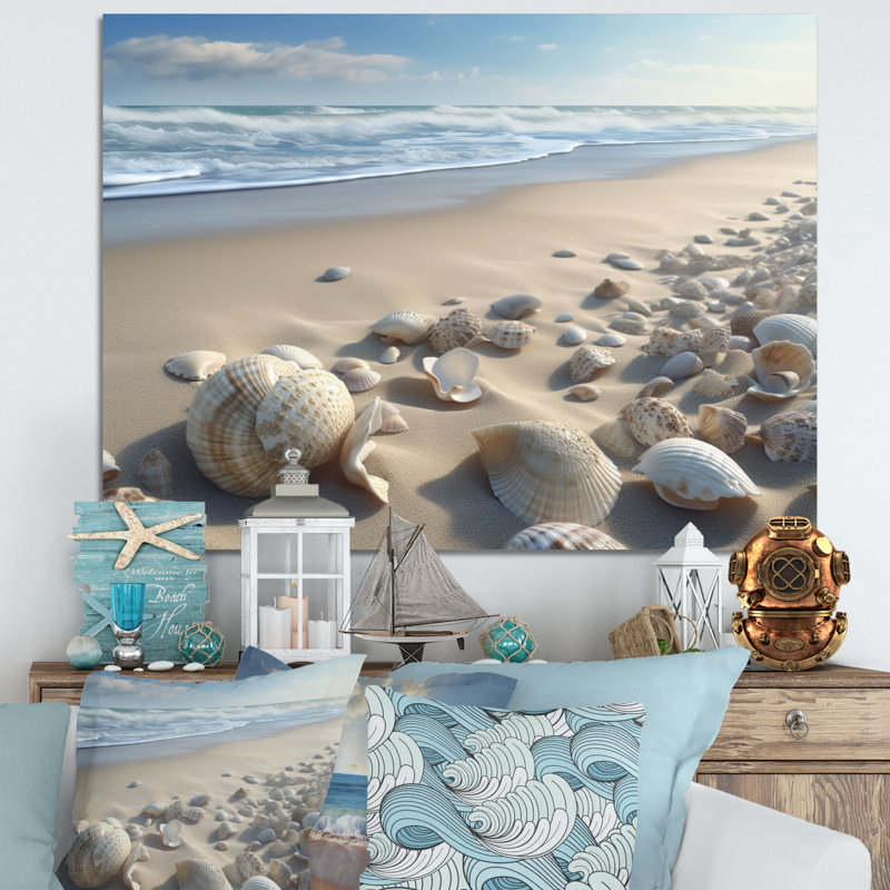 Seaside Seashell Treasures VI - Imprimé, H 30 po x l 40 po x P 1,5 po, Toile tendue