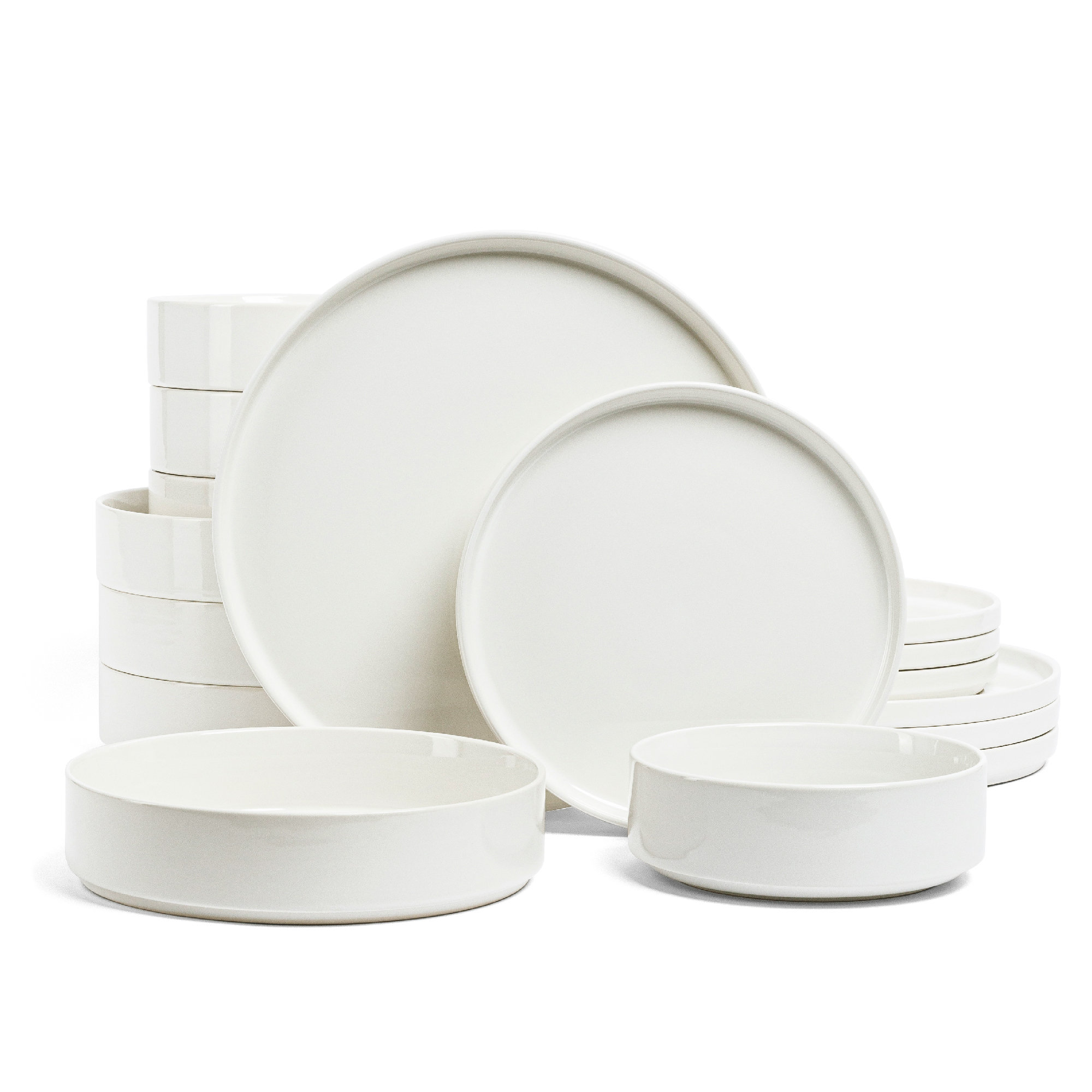 over&back Stackable 16-Piece Semi Hand-Finished Stoneware Dinnerware Set & Reviews | Birch Lane
