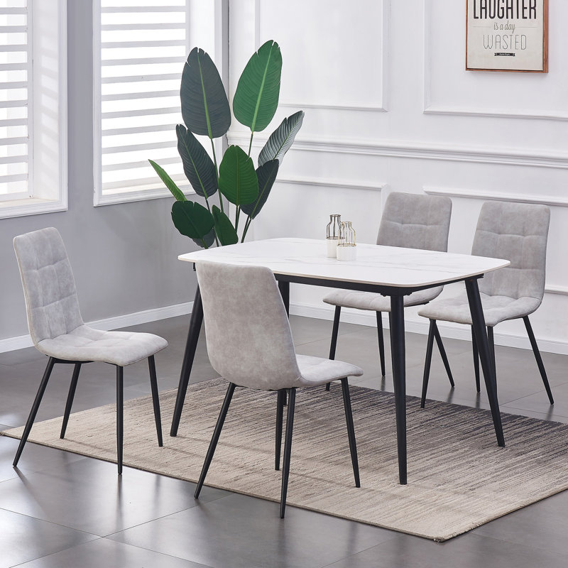 Aliauna Upholstered Side Chair, Light Grey