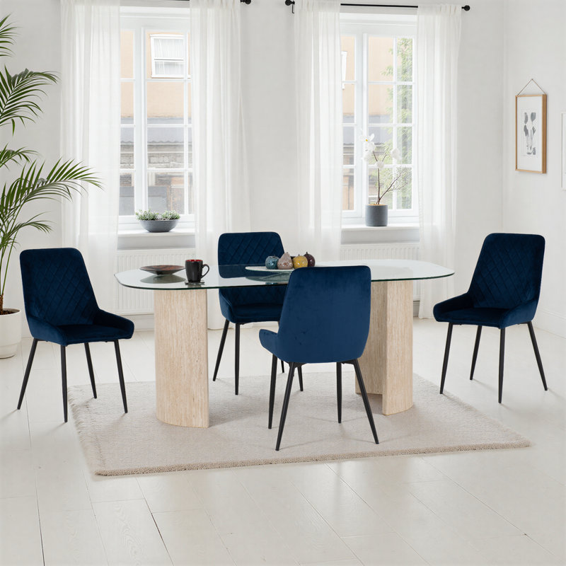 Modena & Avery 4 - Person Dining Set, Blue