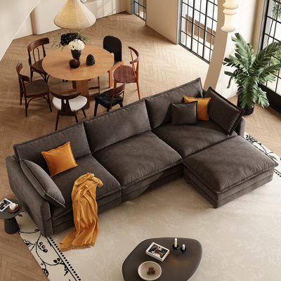 114" Sectional Sofa Comfy Cloud Couch For Living Room Modern Sofa Sleeper Deep Couches With Ottoman