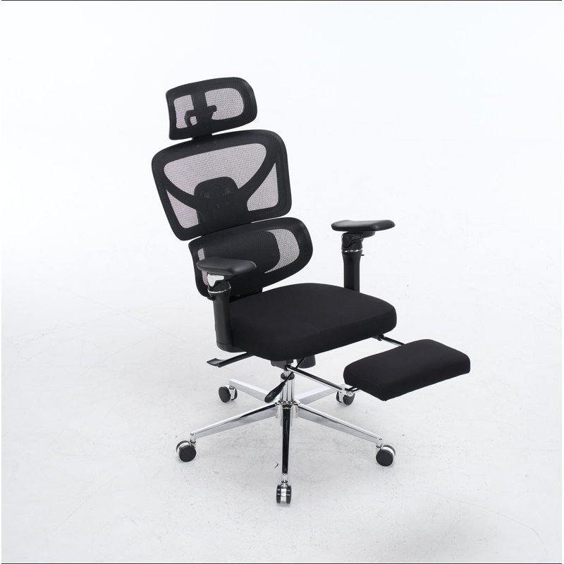 Fauteuil de bureau ergonomique avec support lombaire à massage, appui-tête 4D et accoudoirs 5D, dossier réglable haut et profondeur d'assise