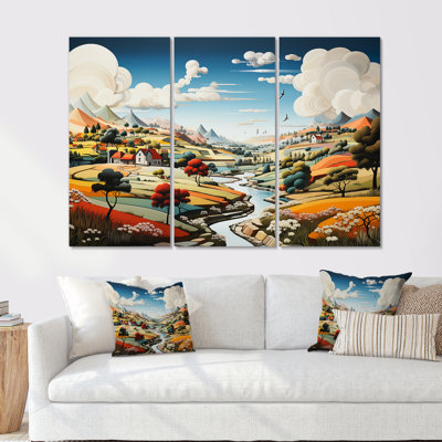 De Stijl Style County Side - Countryside Wall Art Set