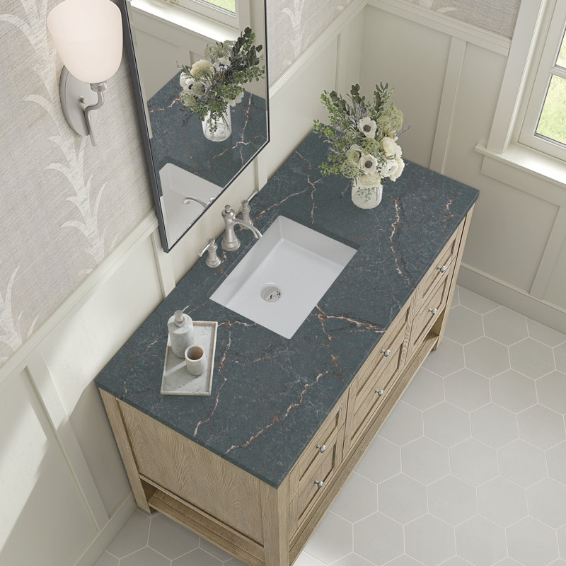 Breckenridge 48'' W Single Vanity, Whitewashed Oak, 8" Widespread, Parisien Bleu