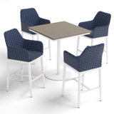 Oland And Travira 4 - Person Square 38" Long Powder Coated Aluminum Outdoor Dining Set