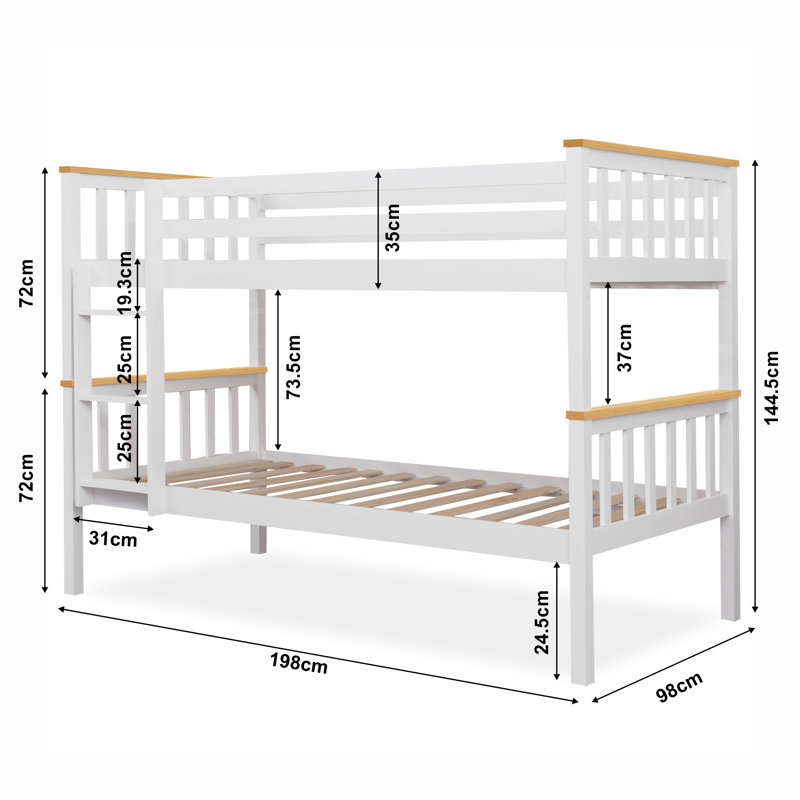 Gaest Bunk Bed, White+Pine