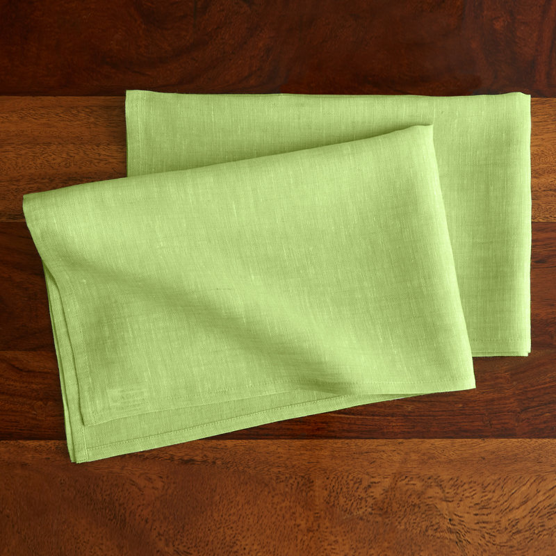 100% Pure Linen Kitchen Towels - Athena, Chambray Lime Green