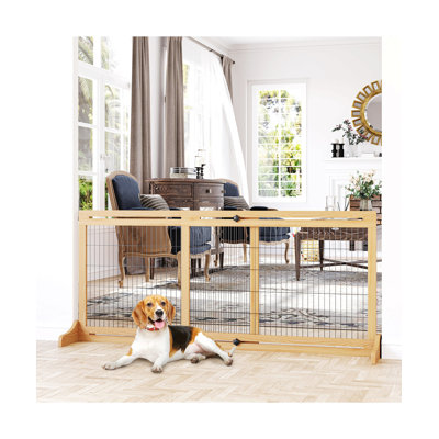 72" Extra Wide Freestanding Pet Gate, Adjustable Barrier For Hallways/Doorways