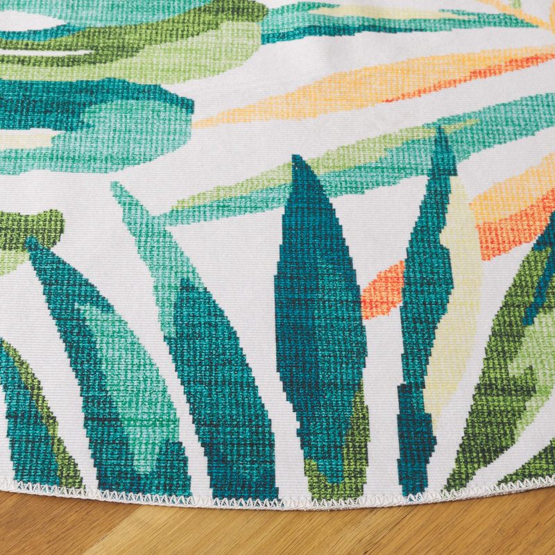 Tapis ivoire / vert Malibu 845, Rond 6 pi