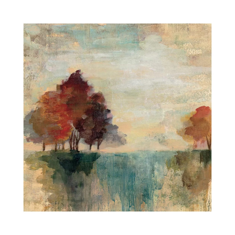 Landscape Monotype II by Silvia Vassileva - Wrapped Canvas Painting, 45.72 cm H x 45.72 cm W x 3.175 cm D