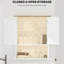 Armoire de rangement de salle de bain murale - 2 portes, tablette réglable, sur toilette, blanc, optimiseur d'espace moderne