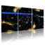 Étoiles dorées tourbillonnant ligne bleue sur fond noir, ensemble de 3 impressions sur toile-1829989722