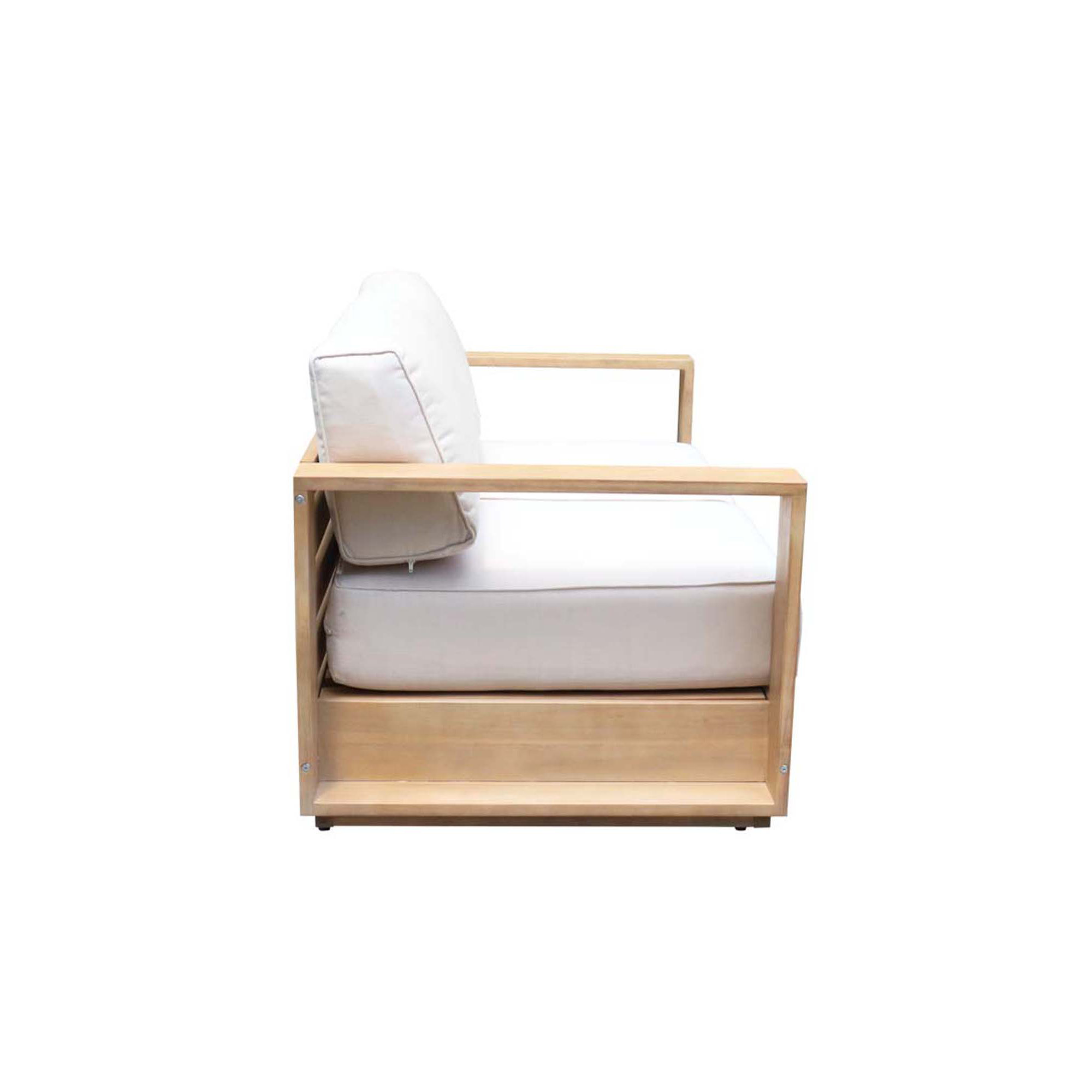 Harbor Patio Chair with Cushions, Natural Wood