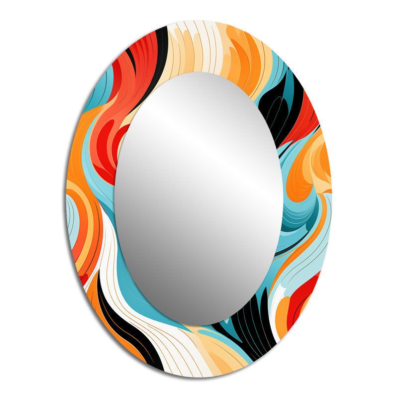 Tribal Camo Fusion - Grand miroir mural ovale sur métal, H 40 po x l 30 po