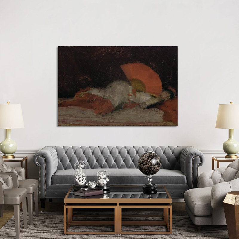 Note En Rouge L'Eventail by James Abbott McNeill Whistler - 1 Piece Wall Art on Canvas, 101.6 cm H x 152.4 cm W x 3.175 cm D