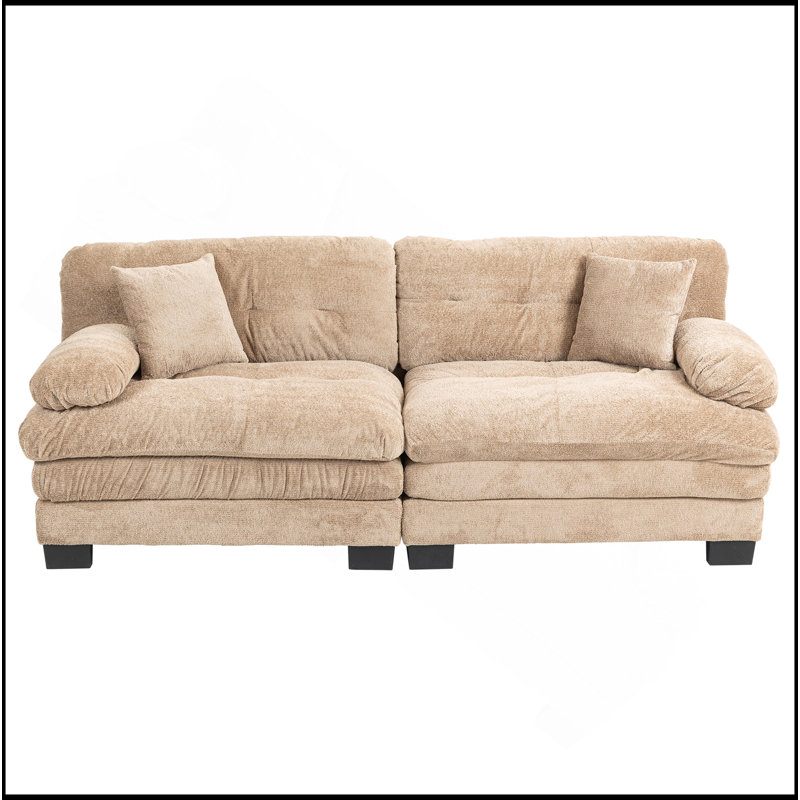 Canapé modulaire à deux places Canapé modulaire à assise profonde Canapé-lit en chenille Canapé-lit, Kaki